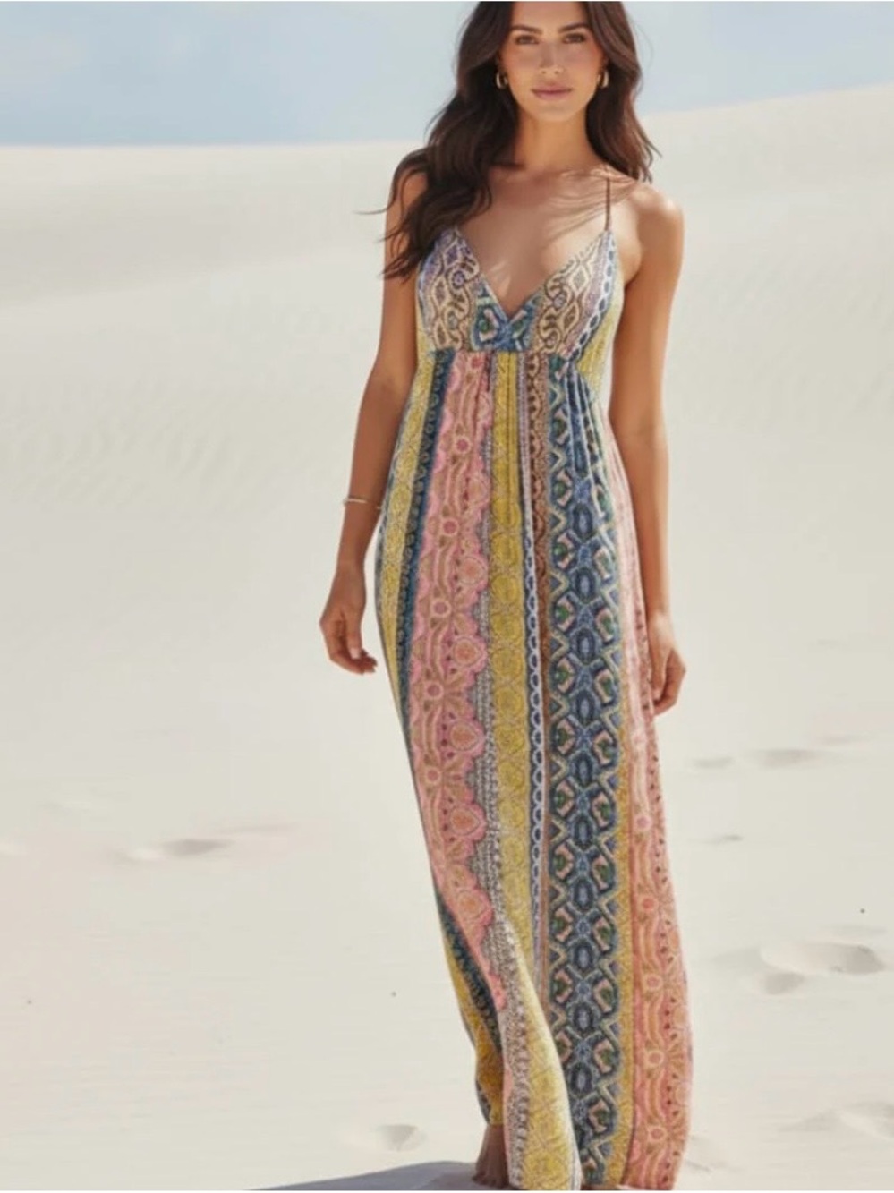 Deep V Neck Bohemian Print Maxi Dress * NWT *